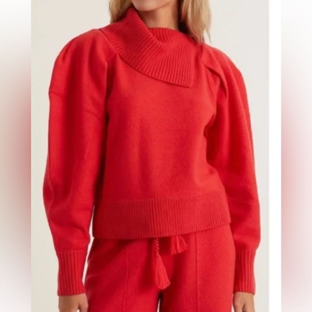 ULLA JOHNSON Riley Pullover Sweater Zinnia Balloon Sleeve